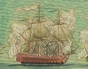 Guerrier (1754) at the Battle of Minorca (1756)
