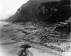 View of the village of Longarone shortly after the catastrophe