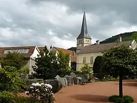 The church and surroundings in Le Val-d'Ajol