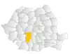 Map of Romania highlighting Vâlcea County