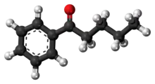 Ball-and-stick model of the valerophenone molecule