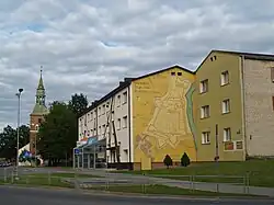 Valmiera town centre with St. Simon's Church [lv] in the background