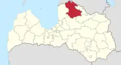 Location of Valmiera Municipality in Latvia