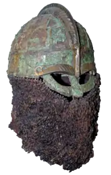 Valsgärde 8 helmet (580–630 AD) with an enclosed aventail fixed to the visor