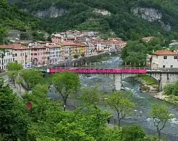 The Brenta river in Valstagna during the 100th Giro d'Italia.
