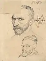 Two Self-Portraits and Several Details, Drawing, Paris, 1886Van Gogh Museum, Amsterdam (F1378r)