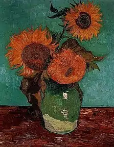 Vase with Three Sunflowers(Arles, August 1888)Private collection