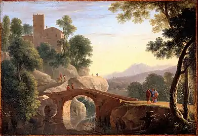 An Italian Landscape with a Bridge