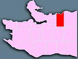 Location of Grandview–Woodland in Vancouver