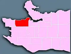 Location of Kitsilano in Vancouver