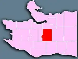 Location of Riley Park in Vancouver.