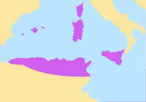 Greatest extent of the Vandal Kingdom c. 476