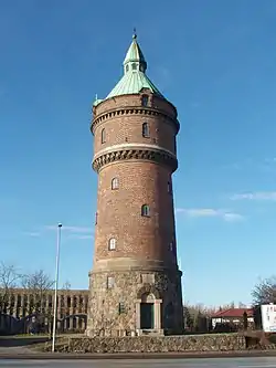 The old water tower at Randersvej from 1907, is a landmark of Aarhus N. It was essential for supporting new settlements in this high lying region of the city.