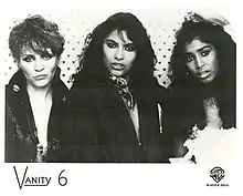 Left to right: Brenda Bennett, Vanity, and Susan Moonsie (1983).