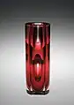 Red glass vase, Smålands museum collection