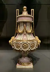 Louis XVI style - Vase (vase grec Duplessis rectifié), design attributed to Jean-Claude Chambellan Duplessis, painted decoration by Vincent Taillandier, gilding by Jean Pierre Boulanger, by the Sèvres porcelain factory, 1780, painted and gilded hard-paste porcelain, gilt bronze, Rijksmuseum Amsterdam, the Netherlands