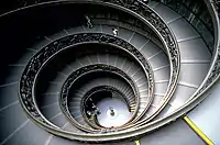 The Bramante Staircase, Vatican Museums, showing the two access points at the bottom of the stairs