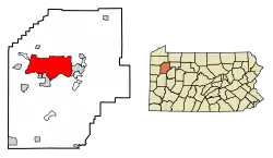 Location of Sugarcreek in Venango County, Pennsylvania.