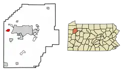 Location of Utica in Venango County, Pennsylvania.