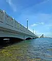 View from water level towards Miami Beach