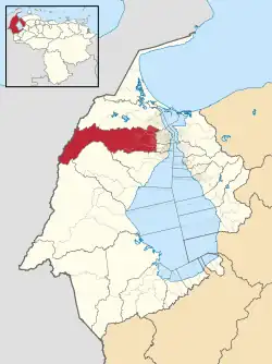 Location of Jesús Enrique Lossada in Zulia and Venezuela
