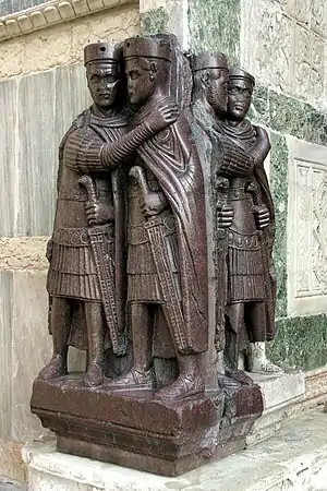 The figures carved in porphyry and known as the Tetrarchs