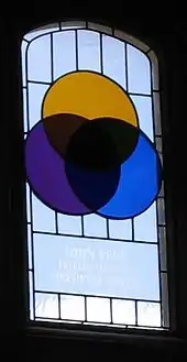 Stained glass window in dining hall