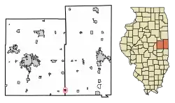 Location of Allerton in Vermilion County, Illinois.