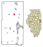 Location of Henning in Vermilion County, Illinois.