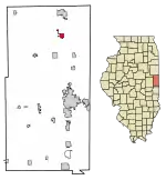 Location of Rossville in Vermilion County, Illinois.
