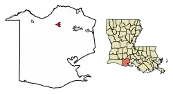 Location of Kaplan in Vermilion Parish, Louisiana.