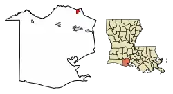 Location of Maurice in Vermilion Parish, Louisiana.