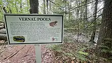 'Vernal Pools' sign with educational material, at Thorne Head Preserve.