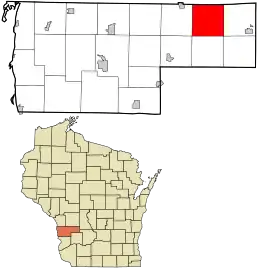 Location in Vernon County and the state of Wisconsin.