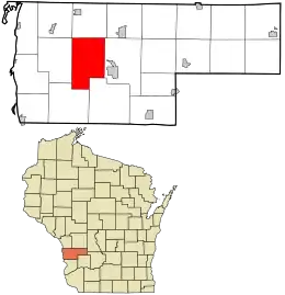 Location in Vernon County and the state of Wisconsin.