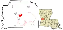 Location in Vernon Parish and the state of Louisiana.