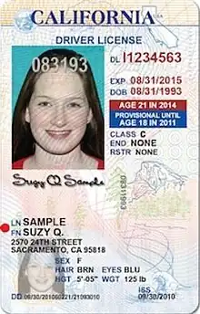 A 2010 sample of a California driver's license, showing a fictitious young man named "Ricardo A. Sample"