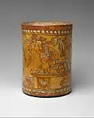 Vessel with a throne scene (Maya); late 7th–8th century; ceramic; 21.59 cm; Metropolitan Museum of Art (New York City)