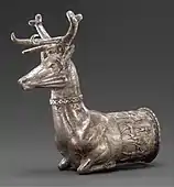 Stag rhyton (Hittite); c.1400-1200 BC; silver with gold inlay; height: 13 cm; Metropolitan Museum of Art (New York City)