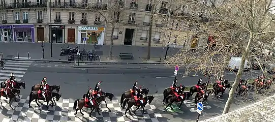 View of the Garde républicaine from the top of the Viaduc.