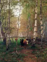 Cows in a Birch Forest, 1886