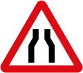 Road narrows (both sides)