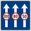 Different speed limitations in several roads