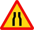 203a: Road narrows ahead on both sides