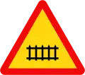 210: Railroad crossing ahead that has automatic gates or other barriers