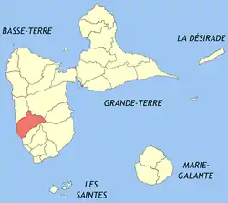 Location of the commune (in red) within Guadeloupe