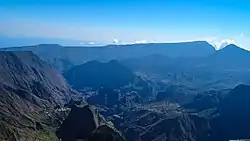 Cirque de Mafate with Grand Place  (settlement on the bottom right)