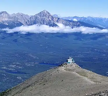 Summit view of the lookout and Pyramid Mountain