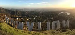 The Hollywood Sign (foreground) and Hollywood (background)