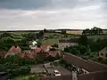 A view from the top of the church tower over the village towards the A1 motorway.